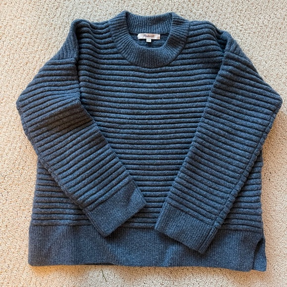 Blue Ribbed Madewell Sweater - Picture 2 of 5